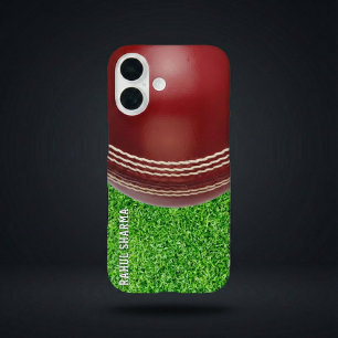 Test Match Red Cricket Ball with Custom Text iPhone 16 Case