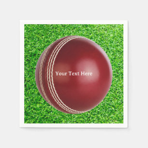 Test Match Red Cricket Ball with Custom Text Napkin