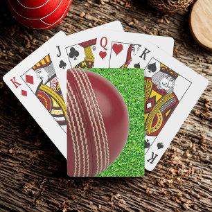 Test Match Red Cricket Ball with Custom Text Playing Cards