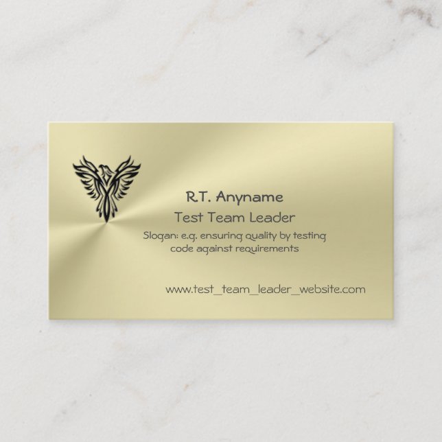 Test Team Leader with Phoenix logo on gold effect Business Card (Front)