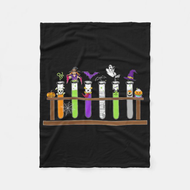 Test Tube Chemistry Nerd Science Teacher Spooky Ha Fleece Blanket (Front)