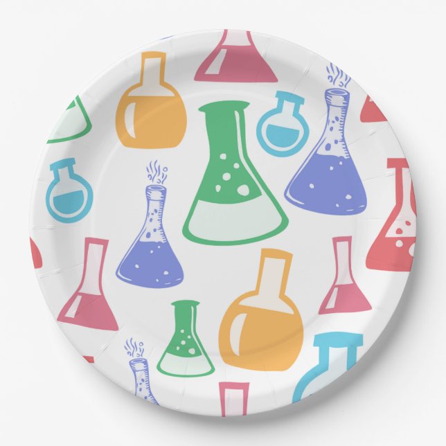 Test Tube Glass Tubes Laboratory Scientist Chemist Paper Plate (Front)