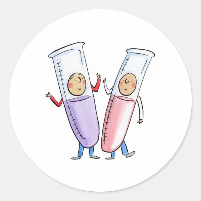 Test Tubes Classic Round Sticker (Front)