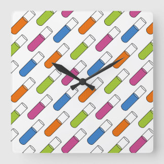 Test Tubes Square Wall Clock