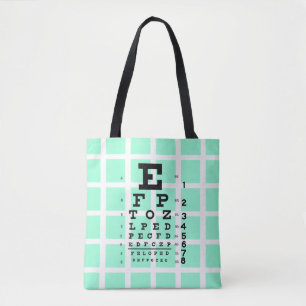 Test Your Eyes: Retro Eye Chart & Optical Illusion Tote Bag
