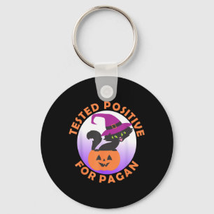 Tested Positive For Pagan Little Black Cat Witch Key Ring