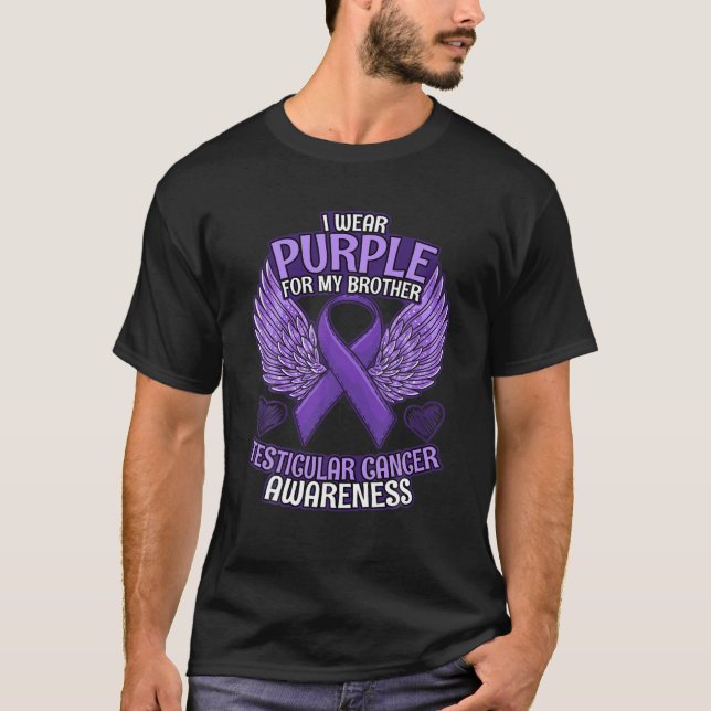 Testicular Cancer Awareness Brother Support Purple T-Shirt (Front)