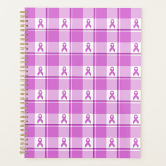 Testicular Cancer Awareness Plaid Purple Ribbon Planner