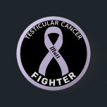 Testicular Cancer Fighter Ribbon Black Button<br><div class="desc">Testicular Cancer Fighter Ribbon Black Button for awareness and support for men fighting testicular cancer.</div>