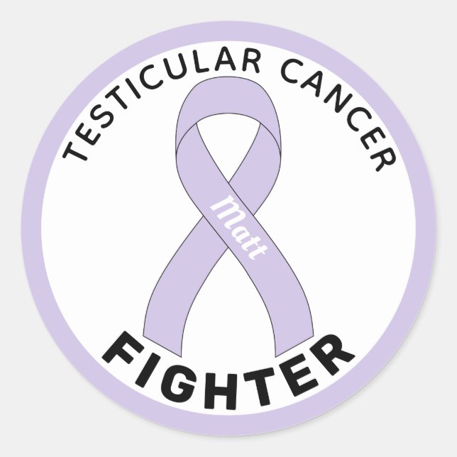 Testicular Cancer Fighter Ribbon White Classic Round Sticker (Front)