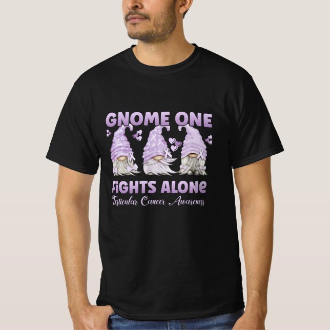 Testicular Cancer Light Purple Ribbon Gnome T-Shirt (Front)