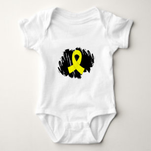 Testicular Cancer Yellow Ribbon With Scribble Baby Bodysuit
