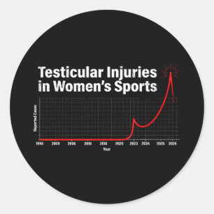 Testicular injuries in womens sports funny graph T Classic Round Sticker