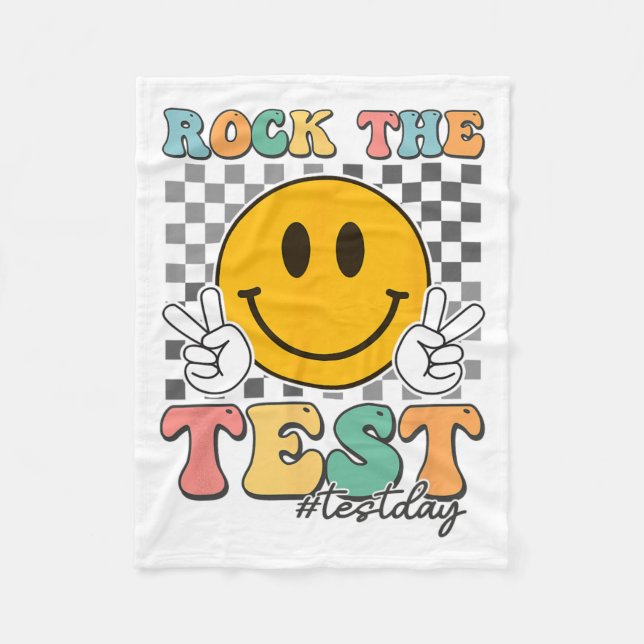 Testing Day Groovy Smile Chequered Rock The Test  Fleece Blanket (Front)