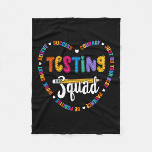 Testing Squad Motivational Test Day Words Heart Te Fleece Blanket