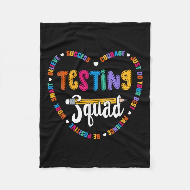 Testing Squad Motivational Test Day Words Heart Te Fleece Blanket (Front)