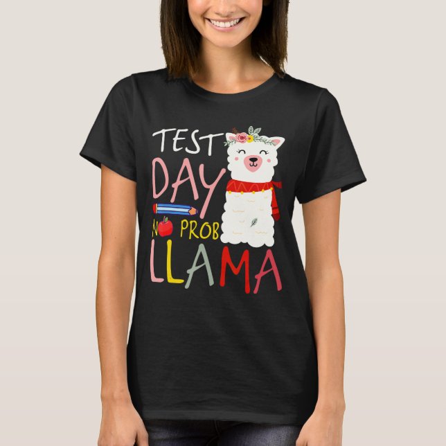 Testing Test Day No Prob Llama Teacher Professor J T-Shirt (Front)