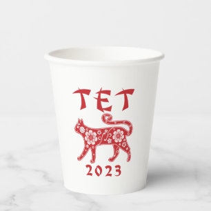 Tet 2023 Vietnamese New Year of the Cat Paper Cups