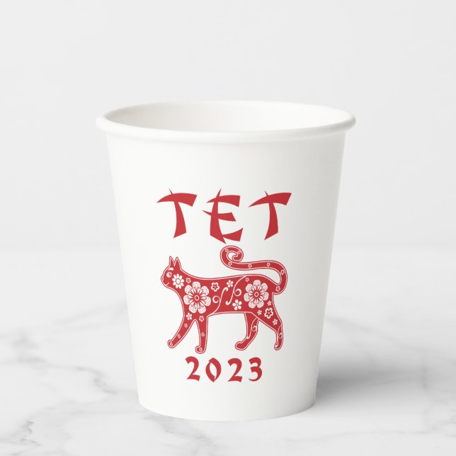 Tet 2023 Vietnamese New Year of the Cat Paper Cups (Front)