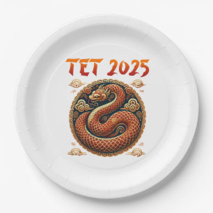 Tet 2025 Year of the Snake Vietnamese New Year Paper Plate