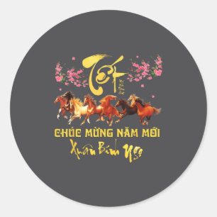 Tet 2026 Chuc Mung Nam Moi Horse Vietnamese Lunar  Classic Round Sticker