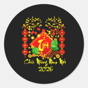 Tet 2026 chuc mung nam moi horse vietnamese lunar classic round sticker