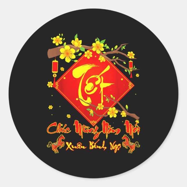 Tet 2026 Chuc Mung Nam Moi Xuan Binh Ngo Vietnames Classic Round Sticker (Front)