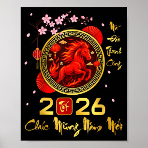 Tet 2026 Vietnamese Year Horse Lunar Chinese New Y Poster