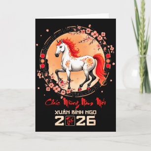 Tet 2026 Vietnamese Year Horse Zodiac Lunar Chines Card