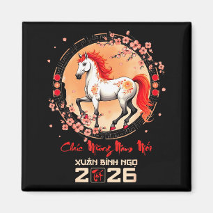 Tet 2026 Vietnamese Year Horse Zodiac Lunar Chines Magnet