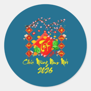 Tet 2026 Year Of The Horse Vietnamese Lunar New Ye Classic Round Sticker