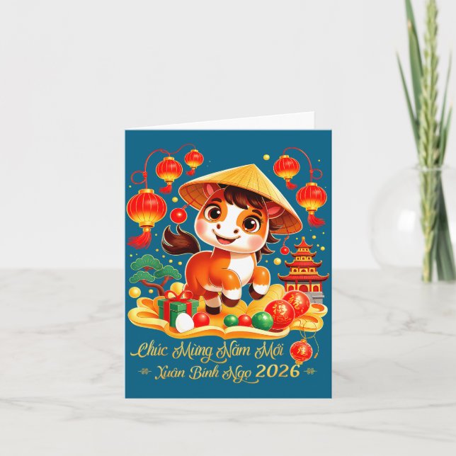 Tet Binh Ngo 2026 Vietnamese New Year Chuc Mung Na Card (Front)
