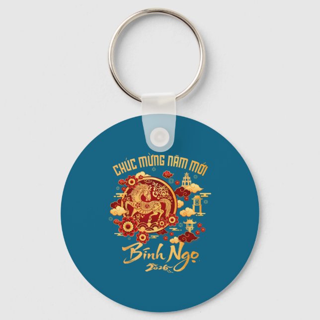 Tet Chuc Mung Nam Moi Xuan Binh Ngo 2026 Year Of T Key Ring (Front)