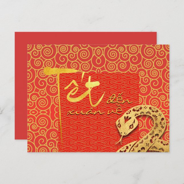 Tet comes Spring Vietnamese Snake New Year 2025 H Postcard (Front/Back)
