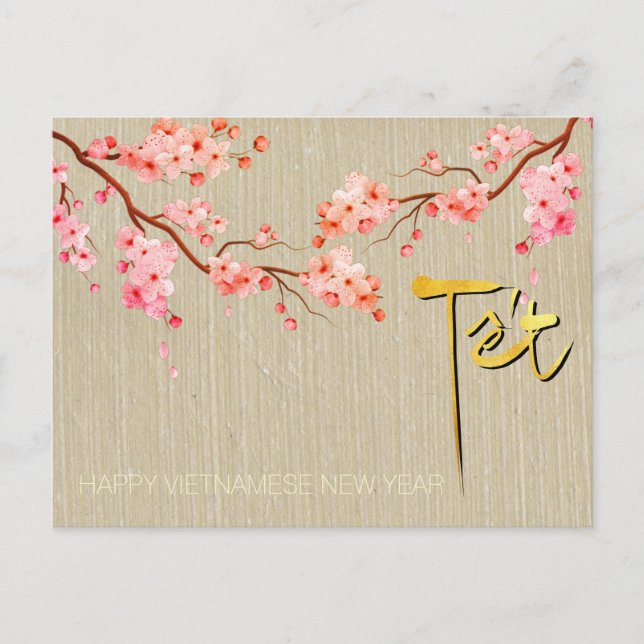 Tet Hoa Anh Dao Blossom Vietnamese New Year HP2a Holiday Postcard (Front)