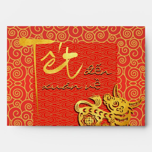 Tet Vietnamese Ox New Year 2021 LI XI Red E Envelope (Front)