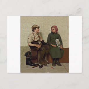 Tête à Tête~Shoe Shine Boy ~ News Girl Postcard
