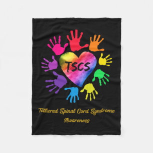 Tethered Spinal Cord Syndrome Awareness Hands Gift Fleece Blanket