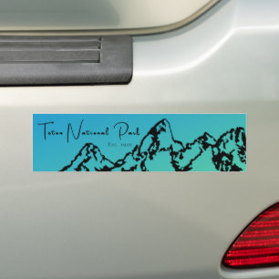 Teton National Park Blue Green Bumper Sticker