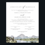 TETON National Park Marriage Certificate Keepsake Poster<br><div class="desc">This marriage certificate features a watercolor painting of Teton National Park. Easily edit *most* wording and change fonts to match your ceremony and the couple's style. For the best quality, be sure to use matte paper so signatures don't smudge. This wedding certificate is the perfect addition to your travel, destination,...</div>
