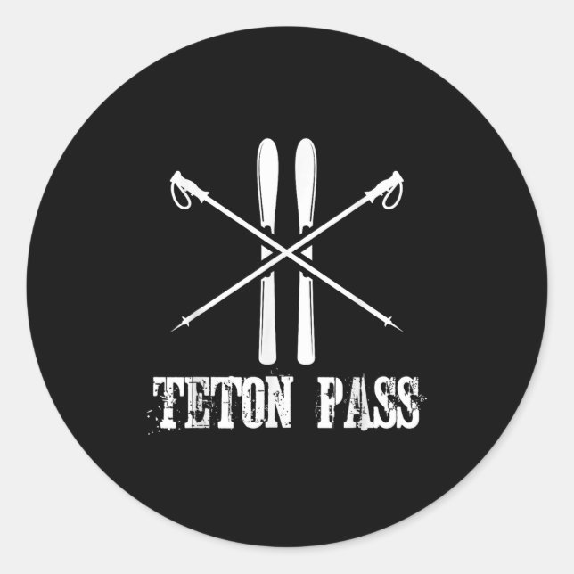 Teton P Wyoming Ski Skier Skiing Nordic Alpine Dow Classic Round Sticker (Front)