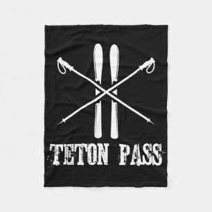 Teton P Wyoming Ski Skier Skiing Nordic Alpine Dow Fleece Blanket