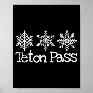 Teton pass wyoming skier ski skiing snowfakes poster
