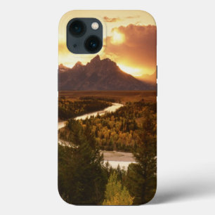 Teton Range at sunset, from Snake River iPhone 13 Case