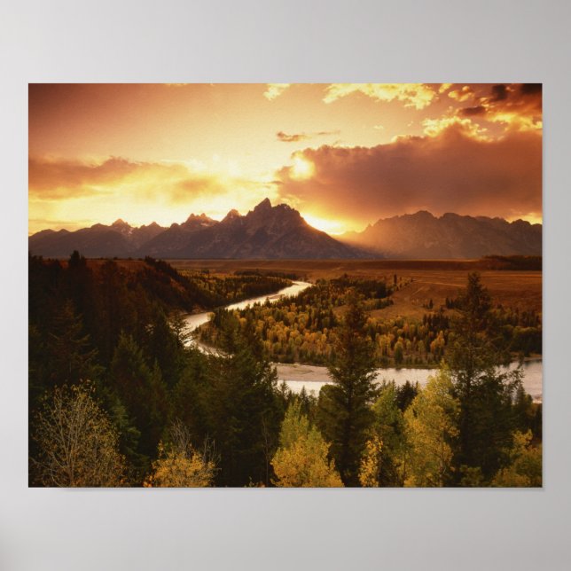 Teton Range at sunset, from Snake River Poster (Front)