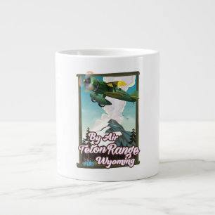 Teton Range Wyoming Air travel poster Large Coffee Mug