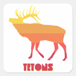 Tetons Elk Square Sticker