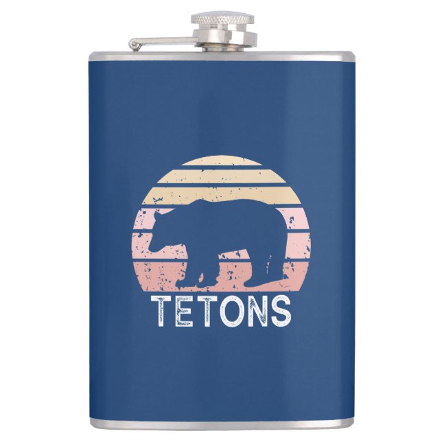 Tetons Retro Bear Hip Flask (Front)