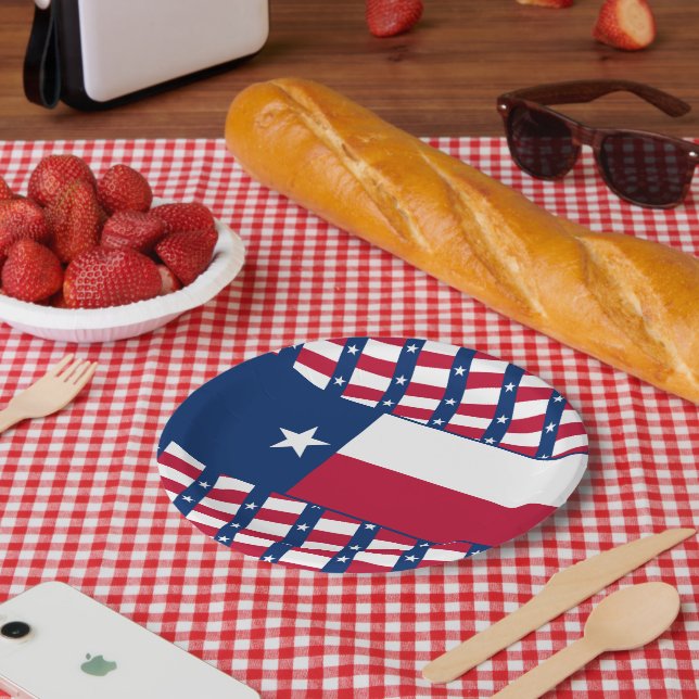 Texan Flag, Flag of Texas Paper Plate (Picnic)