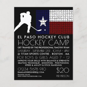 Texan Flag, Hockey Player, Camp Advertising Flyer